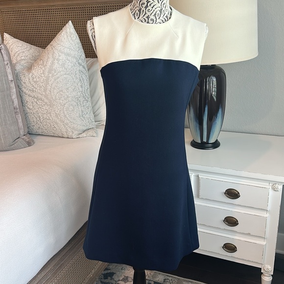 Kate Spade A‑line Color Block Dress in Navy and White - Picture 3 of 9